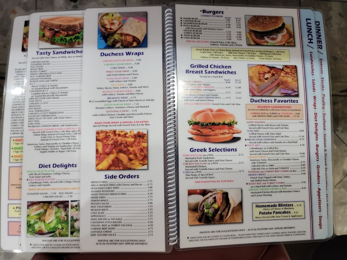 Duchess Diner Menu - Image 1